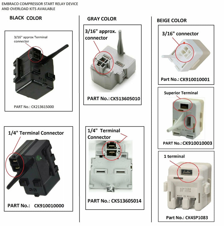 GlobPro WR09X10107 Frigde Compressor Start Relay 2 terminals Replacement for and compatible with GE Hotpoint Americana Heavy DUTY