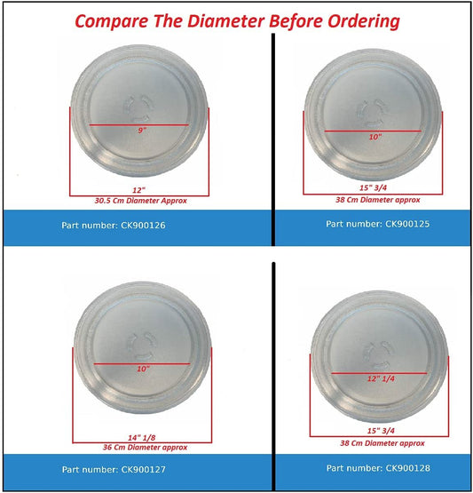 GlobPro CK900127 Compatible with KitchenAid, and More Microwave Glass Tray Plate 14 1/8" Inches -36 cm Diameter Approx Heavy Duty