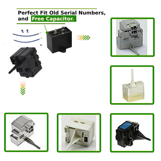 GlobPro PD00036771 EAP2354411 AP4412995 PS2354411 Frid. Compressor Start Relay ΒΌ" Terminal Replacement for and compatible with General Electric Hotpoint Heavy DUTY