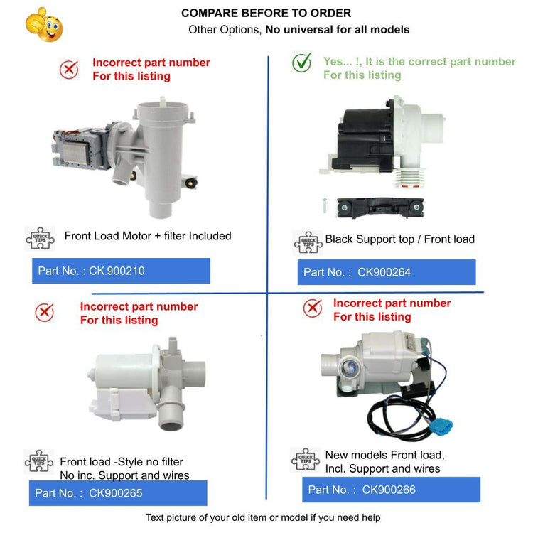 GlobPro WH23X10041 CK900264 Washer Drain Pump 7" length Approx. Replacement for and compatible with GE Heavy DUTY
