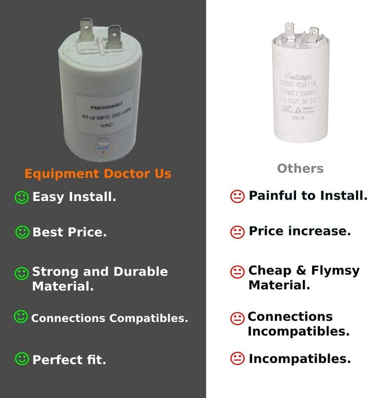 EquipDr Washer Capacitor 45 mF 123C8355P008 Replacement for WH12X10462 Heavy DUTY