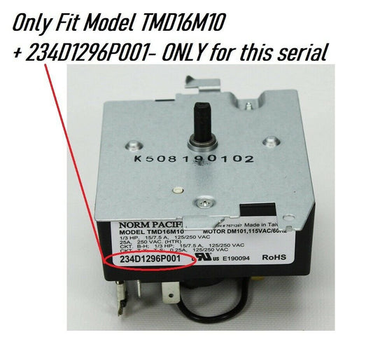 GTDP400GM1WS -Dryer timer Model TMD16M10 234D1296P001 GTDP490ED3WS