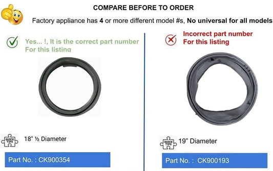 GlobPro WPW10111435 CK900354 Washer Bellow Door Boot Seal 18" Β½ Diameter Approx. Replacement for and compatible with Maytag Whirlpool Kenmore Heavy DUTY