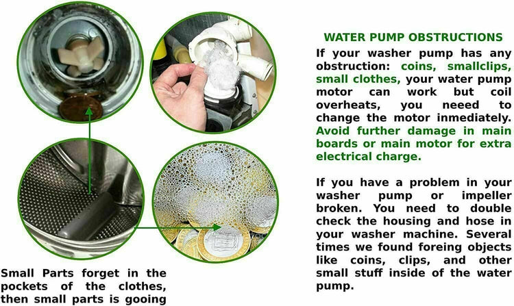 E-DrUS 5859EA1004F Washer Water Drain Pump Motor 5859EA1004F-5859EA1004Q compatible with Heavy DUTY