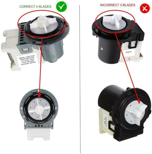 E-DrUS AP6022535 PS11755868 Washer Fits ASKOLL M222-5 Drain Pump Motor W10515399 Impeller blades included compatible with Maytag Heavy DUTY