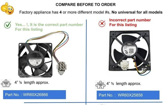 GlobPro WR60X24303 WR60X26030 WR60X26033 Fridge Evaporator Fan Motor 3" ยฝ length Approx. Replacement for and compatible with GE Heavy DUTY