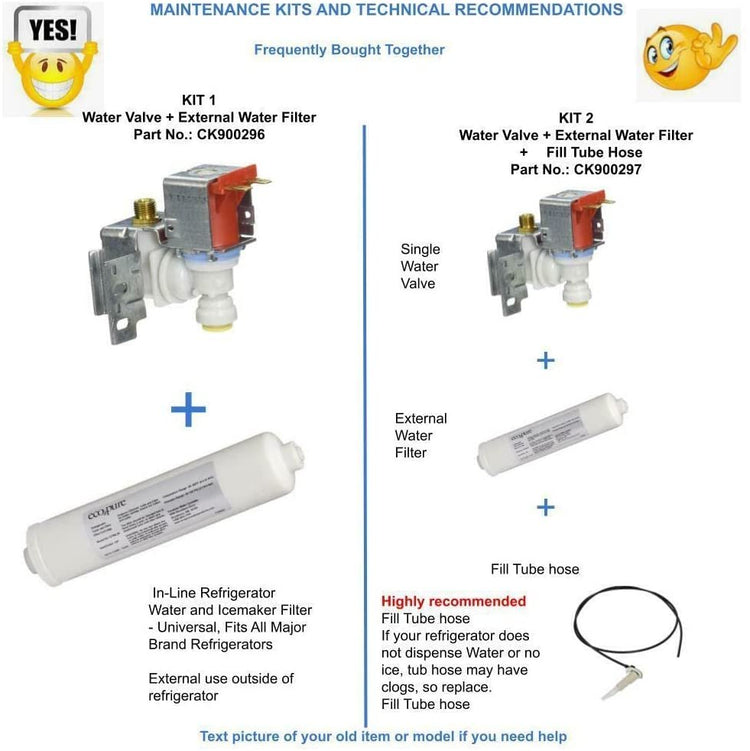 E-DrUS WPW10498976 Refrigerator ICE MAKER WATER VALVE W10498976, W10420082 compatible with Heavy DUTY