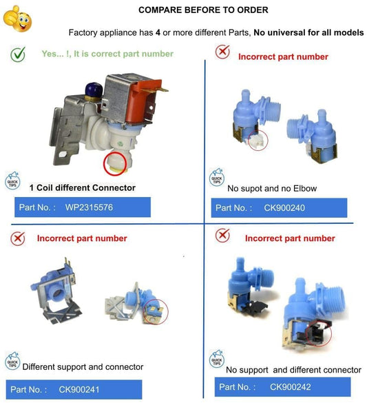 GlobPro WP2315576VP WPW10219716 Fridge Water Inlet Valve 3" ¾ length Approx Replacement for and compatible with Whirlpool KitchenAid Kenmore Maytag Heavy DUTY