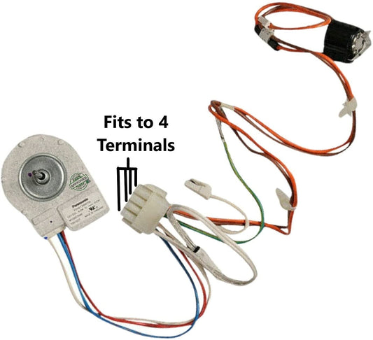 GlobPro W10850438 Fridge Evaporator Fan Motor 4 terminals 1" ¾ shaft length Approx. Replacement for and compatible with Maytag Heavy DUTY