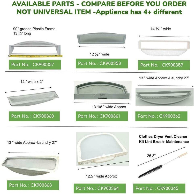 E-DrUS CK900358 Hotpoint CK900358 Compatible with Hotpoint GE Dryer Filter Lint Screen AP2043582 compatible with Heavy DUTY