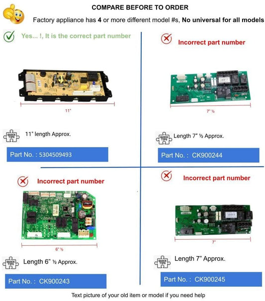 GlobPro 5304509493 Range Oven Control Board 11" length Approx. Replacement for and compatible with Frigidaire Crosley White-Westinghouse Heavy DUTY