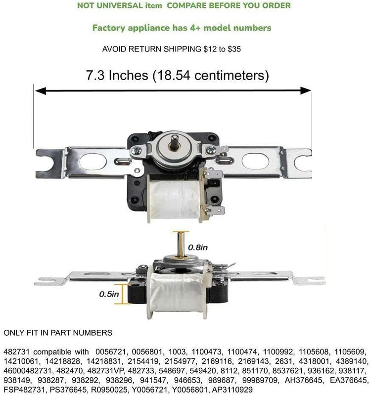 GlobPro CK900387 Fridge Evaporator Fan Motor+ 2169143-215497 Replacement for and compatible with KitchenAid Heavy DUTY