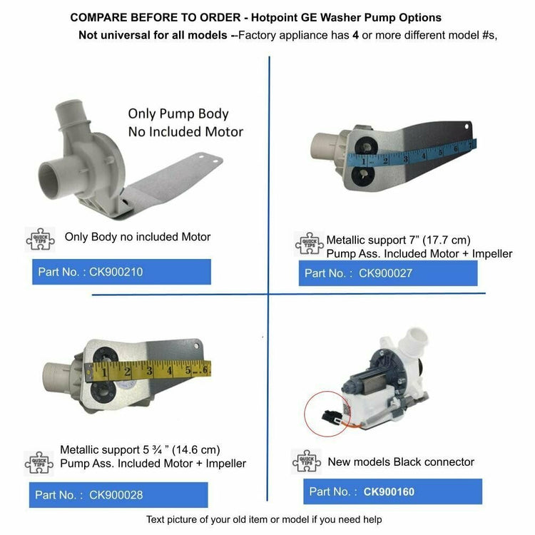 Global Products Washer Drain Pump Compatible GE Hotpoint WH23X10013