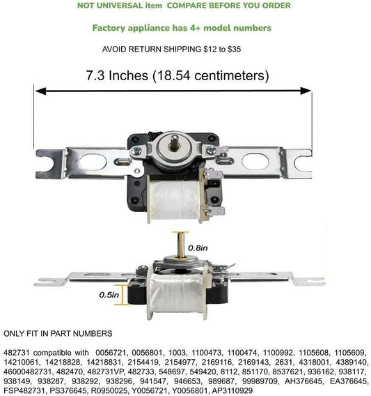 GlobPro CK900387 Fridge Evaporator Fan Motor+ 2169143-215497 Replacement for and compatible with Roper Heavy DUTY
