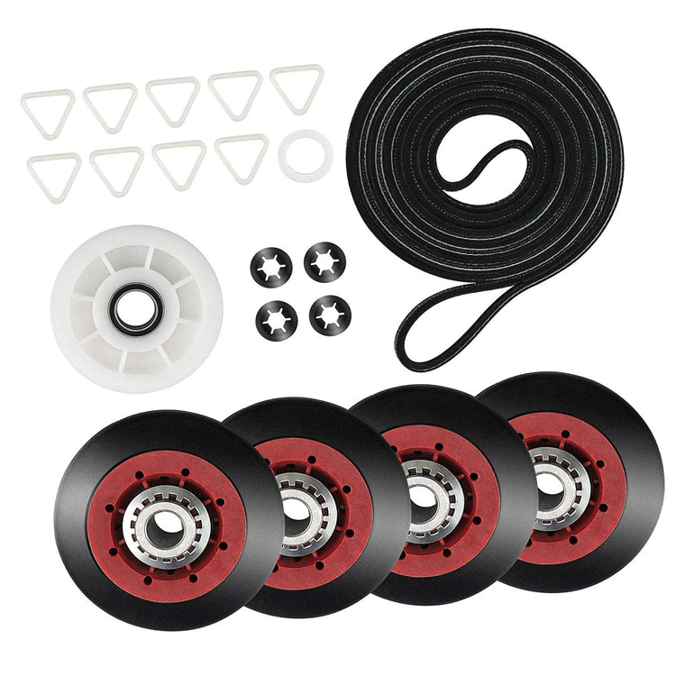 GlobPro CK900192 WP697772 Dryer Maintenance Kits Including WPW10314173 Drum Roller & 661570V Belt & 279640 Idler Pulley Replacement for and compatible with Whirlpool Kenmore Maytag Heavy DUTY