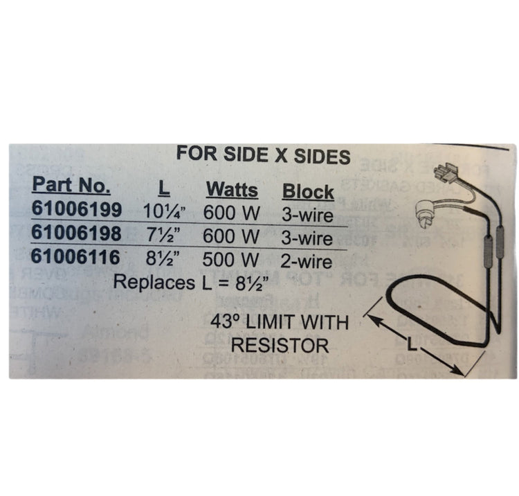 Glob Pro -61006116 fits Maytag  Refrigerator Defrost Heater WP61006116, 2 wires