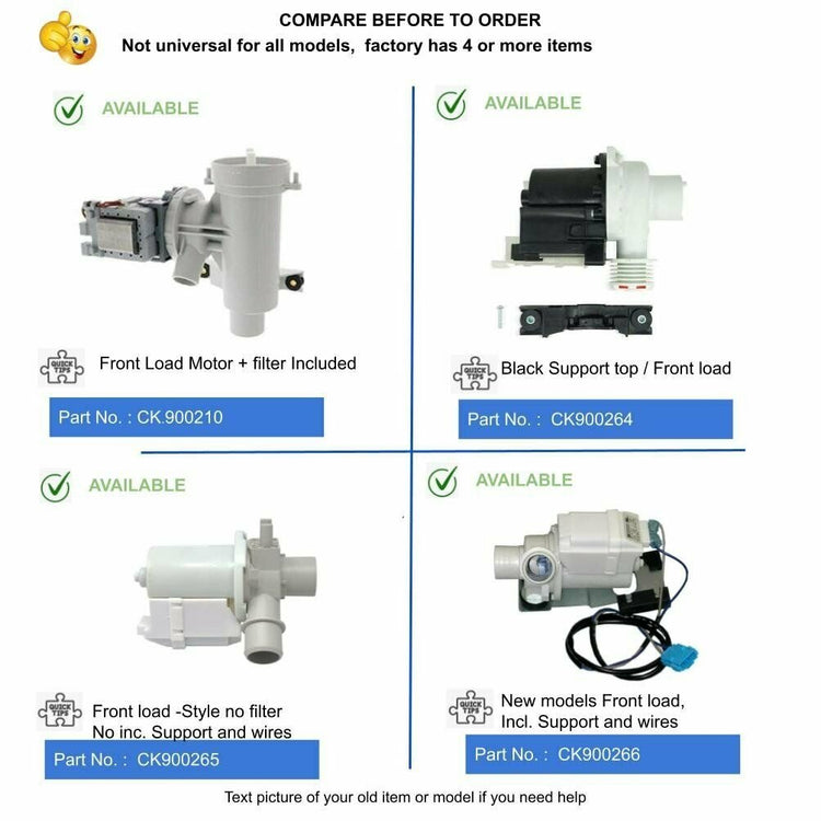 Global Products Washer Drain Pump Compatible General Electric Hotpoint RCA WH...