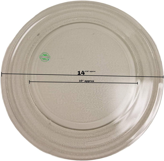 GlobPro WB49X10136 Microwave Tray Glass Plate 14 3/16" Diameter Approx. Replacement for and Compatible with General Electric WB49X10136 Heavy Duty