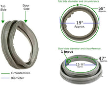 GlobPro WPW10381562 Washer Bellow Door Seal 15" length diameter Approx. Replacement for and compatible with Whirlpool Maytag Amana WPW10381562 Heavy DUTY