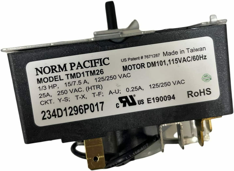 E-DrUS NORM PACIFIC TMD1TM26 Dryer Timer Fits Old # 189D7146P001, 234D1296P017 compatible with Heavy DUTY