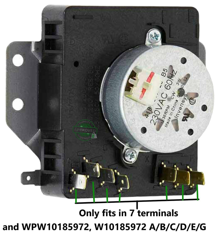 GlobPro W10185972 W10185972-D W10185972-E Dryer Timer 1" Shaft length Approx. Replacement for and compatible with Maytag Whirlpool Estate Roper W10185972 W10185972-D W10185972-E Heavy DUTY