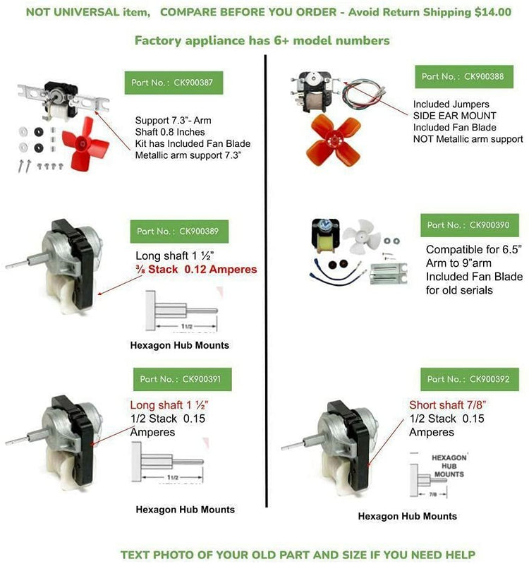 E-DrUS CK900387 Compatible With Kenmore Refrigerator Evaporator Freezer Fan Motor compatible with Heavy DUTY