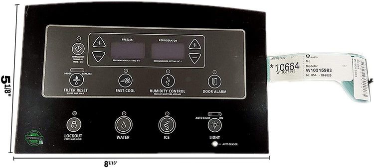 GlobPro EAP11731474-PD00027199 Dispenser Control Board and Touchpad (Black) (ONLY DISPLAY) Replacement for and compatible with Whirlpool brands include EAP11731474-PD00027199 Heavy DUTY