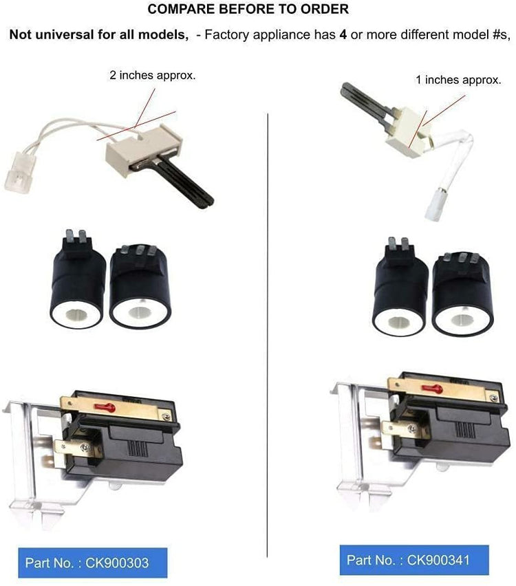 E-DrUS CK900342 Gas Dryer Compatible With Hotpoint GE RCA Gas Dryer Not Heating-Solution Igniter compatible with Heavy DUTY