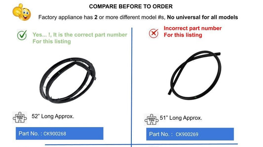 GlobPro 316239700 CK900268 Electric Range Oven Door Seal 52" long Approx. Replacement for and compatible with Frigidaire Kenmore White-Westinghouse Crosley Heavy DUTY (316239700)