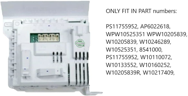 GlobPro 8541000 W10110072 W10133552 W10160252 Washer Control Board 8" ¼ length Approx. Replacement for and compatible with Whirlpool Heavy DUTY
