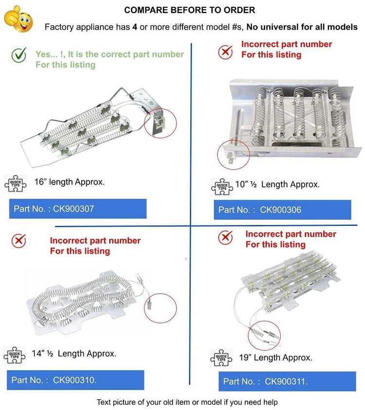 GlobPro 279248 279410 279411 279455 Dryer Heating Element Replacement for and compatible with Whirlpool Kenmore Heavy DUTY