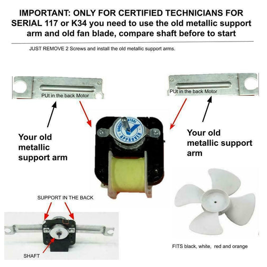 4318017 Kenmore Fridge Evaporator Fan Motor l Whirlpool KitchenAid Roper 2149964, 2160412,
