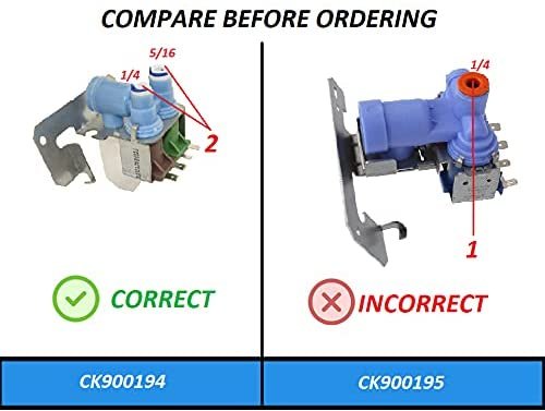 GlobPro WR57X10051 Fridge Water Inlet Valve - ¼" - 5/16" inlet 2 coil Replacement for and compatible with General Electric Kenmore Heavy DUTY