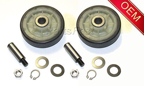 12001541 - (2PACK) 2 NEW CLOTHES DRYER COMPLETE DRUM SUPPORT ROLLER KIT ASSEMBLY WITH WASHERS AND SHAFT FOR MAYTAG WHIRLPOOL AND MORE