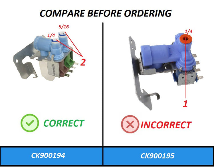 GlobPro IMV-513 IMV513 WR02X10105 WR2X10105 Fridge Water Inlet Valve - ¼" - 5/16" inlet 2 coil Replacement for and compatible with General Electric Kenmore Heavy DUTY