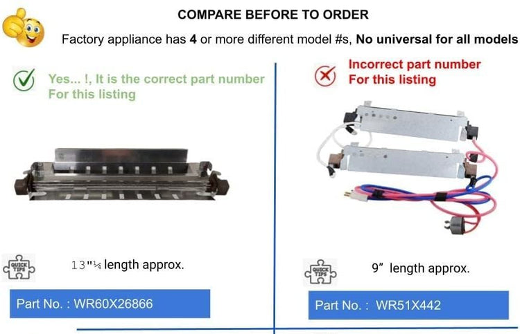GlobPro WR51X10030 Fridge Defrost Heater Assembly 13" ¼ length Approx. Replacement for and compatible with GE Heavy DUTY