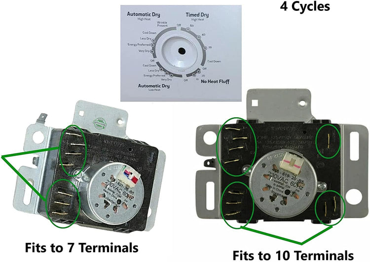 GlobPro PD00029500 PS11731366 AP6003908 EAP11731366 Dryer Timer 7 Terminals 5" ½ length Approx. Replacement for and compatible with Roper Heavy DUTY