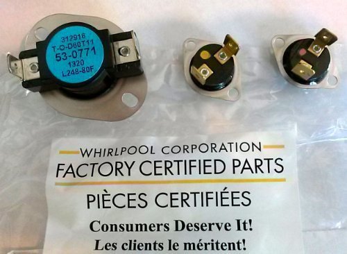 OEM ORIGINAL Factory Maytag Whirlpool Kenmore Admiral Amana Dryer Thermal Fuse Kit Thermal Fuse KIT Part 53-0771 53-1182 53-1096