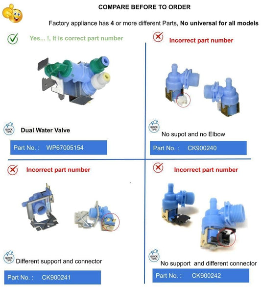 GlobPro WP67005154VP 12544114 K-75985 Fridge Water Inlet Valve 5" length Approx. Replacement for and compatible with Maytag Amana KitchenAid Heavy DUTY