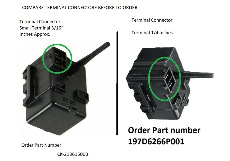 CK213615000 EECON TSD Fits Embraco Compressor Start Relay 213615000 3/16 connector