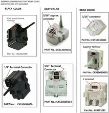 GlobPro PD00039282 PS11701228 4454642 AP5970731 CK900368 Fits Embraco Compressor Start Relay 1/4 terminal Replacement for and compatible with GE Hotpoint Heavy DUTY