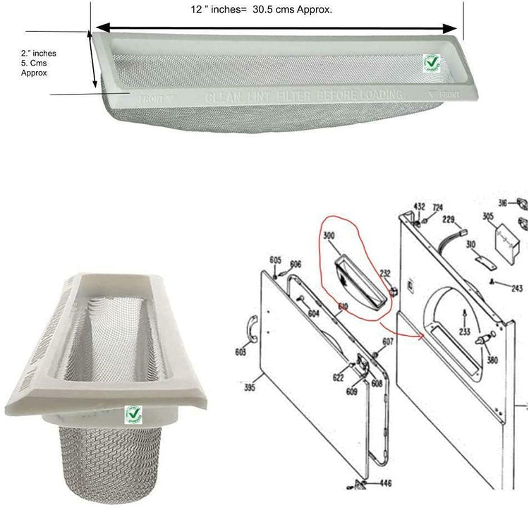 GlobPro CK900360 Dryer Filter Lint Screen AP2043595 Replacement for and compatible with GE Hotpoint Heavy DUTY