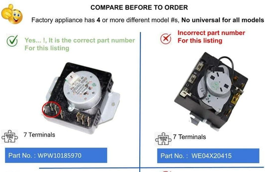 GlobPro PD00003329 AP6016535 PS11749825 EAP11749825 Dryer Timer 7 Fixed Terminals Replacement for and compatible with Whirlpool Heavy DUTY