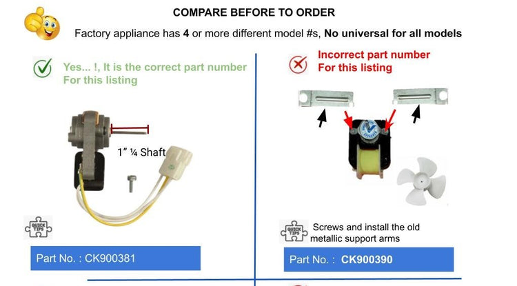 GlobPro PD00027021 AH304654 AP3186465 PS304654 Freezer Motor Evaporator Fan 3" length Approx. Replacement for and compatible with General Electric Heavy DUTY