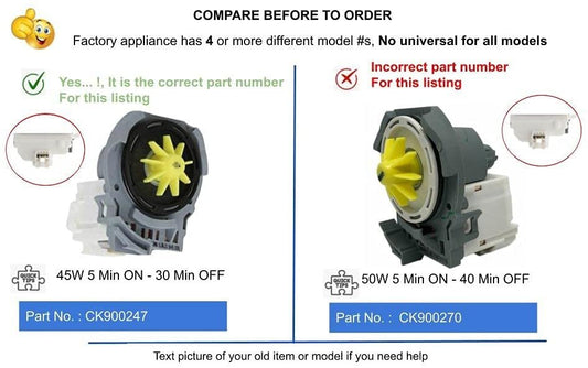 GlobPro WPW10348269 CK900247 Diswasher Drain Pump 2 Terminals Replacement for and compatible with Kenmore Whirlpool Maytag LG Heavy DUTY
