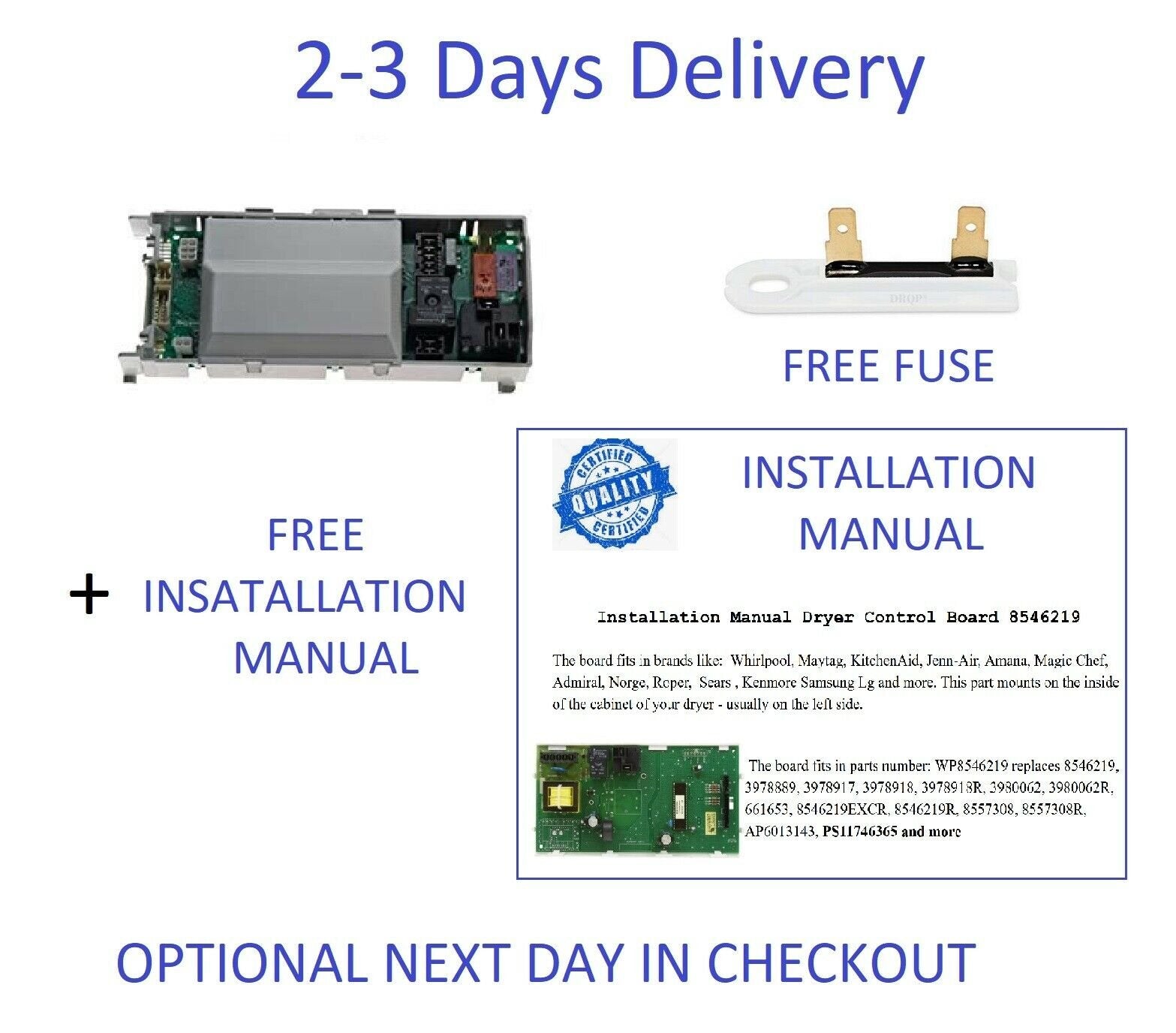 2-3 Days Delivery-AP6016287 Kenmore Dryer Control AP6016287 FREE FUSE