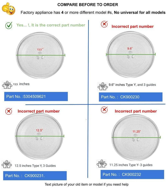 GlobPro PD00040876 AP6230677 PS12071366 EAP12071366 Miicrowave Oven Glass Turntable Tray Diameter: 13,5 inches (345mm) Replacement for and Compatible with Frigidaire Kenmore Electrolux Heavy Duty