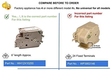 GlobPro WH12X10255 Washer Timer 24 Terminals 6" length Approx. Replacement for and compatible with General Electric Heavy DUTY