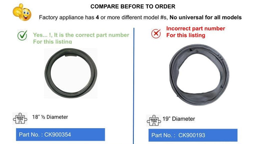 GlobPro 8540952-3 Washer Bellow Door Boot Seal 18" ½ Diameter Approx. Replacement for and compatible with Maytag Whirlpool Kenmore Heavy DUTY