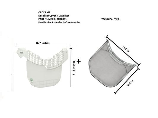 GlobPro 1464160 Dryer Lint Screen 16.7 inches length Approx. Replacement for and compatible with Tromm Kenmore LG Heavy DUTY